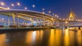 Rama9 Suspension bridge river front night view Royalty Free Stock Photo