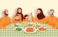 Happy Iftar Moslem Family Vector Illustration