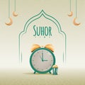 Suhoor Design with Alarm Clock Showing 3 am to Wake Up Vector Illustration.