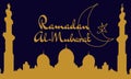 Ramadan Al-Mubarak illustration on dark blue background