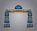 ArchRamadan background with golden event entrance arch, with golden arabic pattern, background for holy month of muslim community