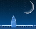 Ramadan background mosque and half moon