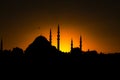 Ramadan background. Silhouette of mosque at sunset. Mosques of Istanbul.