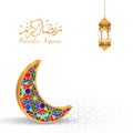 Ramadan backgrounds vector Translation of text : Ramadan Kareem gold crescent with golden lamp