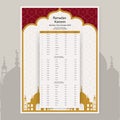 Ramadan Calendar Design 2023. Calendar Mockup template, Islamic Calendar dua and time table schedule print ready vector