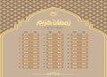 Ramadan Calendar Editable Design Template. Ramadan Kareem Fasting, Sehr, and iftar timings schedule template