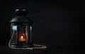 Ramadan Candle Lantern with Wooden Prayer Beads Room For Text