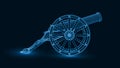 Ramadan cannon with glowing wireframe. 3d style vector illustration Royalty Free Stock Photo