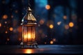 Ramadan celebration an enchanting backdrop with an intricate Arabic lantern Royalty Free Stock Photo