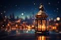 Ramadan celebration an enchanting backdrop with an intricate Arabic lantern Royalty Free Stock Photo