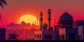 ramadan celebration with sunset mosque, which will start on March, and it will end on April