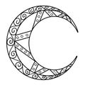 Ramadan Crescent Moon Isolated Coloring Page