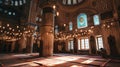 Ramadan customs depicted through mosque interiors and cultural assemblies