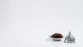 Ramadan Dates on White background. Festive Greeting Card, Invitation for Muslim Holy Month Ramadan Kareem