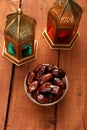 Ramadan / Eid Celebrations Date Fruit with Islamic Lantern Royalty Free Stock Photo