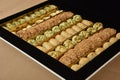 Ramadan and Eid`s pastries. Arabic and Turkish desserts Royalty Free Stock Photo