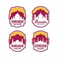 Ramadan flat label design set