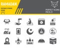 Ramadan glyph icon set, islam collection, vector graphics, logo illustrations, Happy Ramadan vector icons, arabic signs