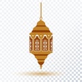 Ramadan gold decor oriental lantern, standing flashlight, mosque on a transparent background