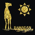 Ramadan gold greeting with camel