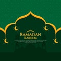 Ramadan green background with yellow moon and arabic texture