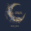 Ramadan greeting card with crescent and stars