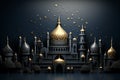 Ramadan Greeting Card. Mosque, Crescent, Star, and Oriental Symbols for Festive Occasions,3D style