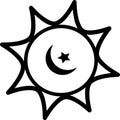 Ramadan icon Islamic moon and star dome on the white background. Isolated vector illustration Ramadan icons. Arabian icon. Arabian