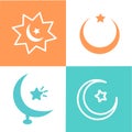 Ramadan icons set with Islamic, moon and star dome. vector illustration Ramadan icons. Arabian icon. Arabian vector icons