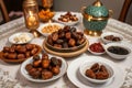 Ramadan Iftar Feast with Sweets Royalty Free Stock Photo