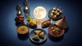 Ramadan Iftar Table Setting with Traditional Foods and Lanterns Royalty Free Stock Photo