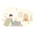 ramadan illustration. apologize to mother for not being able to go home on Eid al-Fitr. teleconference with mother during Eid al-