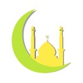 Ramadan illustration - Moon and mosque illustration - Flat design vector