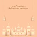 Ramadan illustration mosque paper cutting for islamic celebration