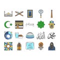 ramadan islam muslim eid arabian icons set vector