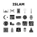 ramadan islam muslim eid arabian icons set vector