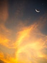 Ramadan Islam Sunset with Sky Crescent Moon Light Night Background Muslim Ramadhan Arabian Islamic Greeting Landscape Arabic