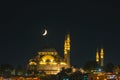 Ramadan or islamic concept photo. Crescent moon and Suleymaniye Mosque Royalty Free Stock Photo