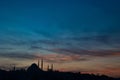 Ramadan or islamic concept photo. Silhouette of Suleymaniye Mosque at sunset. Royalty Free Stock Photo