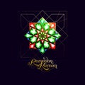 Ramadan Kareem. Abstract girih flower encrusted with color crystals. Vector illustration. Islamic jewelry ornament Royalty Free Stock Photo