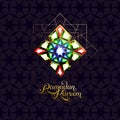 Ramadan Kareem. Abstract girih flower encrusted with color crystals. Vector illustration. Islamic jewelry ornament Royalty Free Stock Photo