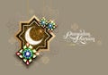 Ramadan Kareem. Abstract girih flower encrusted with color crystals. Vector illustration. Islamic jewelry ornament