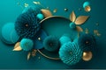 Ramadan Kareem. Abstract girih flowers encrusted with turquoise crystals. Neural network AI generated Royalty Free Stock Photo