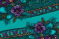 Ramadan Kareem. Abstract girih flowers encrusted with turquoise crystals. Neural network AI generated