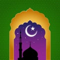 Ramadan kareem arab islamic window view at midnight