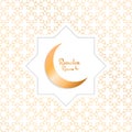 Ramadan Kareem. Arabian background with moon, gold pattern and typography