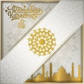 Ramadan Kareem with arabic calligraphy and greeting line pattern for greeting card and background islamic illustration