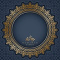 Ramadan Kareem with arabic calligraphy and Luxury ornaments. Ramadan Kareem Greeting Cards in 3D style with empty space in the