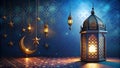 Ramadan kareem arabic islamic pattern background with lamp Royalty Free Stock Photo