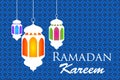 Ramadan kareem arabic pattern lanterns fanous background